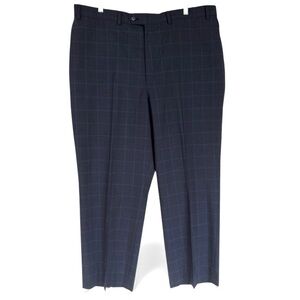 Men's Blue Window Pane All Wool  Plaid Dress Pants 40
